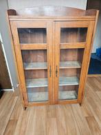 Mooie vitrinekast met glazen deuren, Ophalen, Eikenhout, 100 tot 150 cm, Vintage