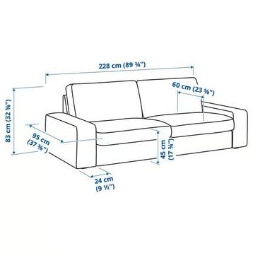 IKEA Kivik 3-zitsbank met hocker/voetenbank, bruin - afbeelding 2