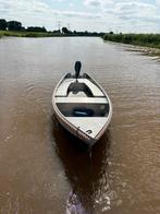 Aluminium zelflozende Hanze punter met Minnkota elektromotor, Watersport en Boten, Sloepen, Ophalen, Tot 10 pk, Aluminium, Zo goed als nieuw