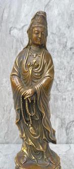Oosters bronzen Godin Kwan Yin beeld – 21 cm, Ophalen of Verzenden