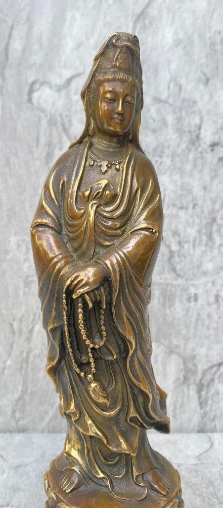 Oosters bronzen Godin Kwan Yin beeld – 21 cm, Antiek en Kunst, Kunst | Beelden en Houtsnijwerken, Ophalen of Verzenden