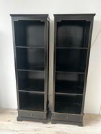 Zwarte houten kastjes met lade, Huis en Inrichting, Kasten | Boekenkasten, Ophalen, Gebruikt, 50 tot 100 cm, Met lade(s)