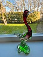 Murano grote eend in groen en aubergine, Antiek en Kunst, Ophalen of Verzenden