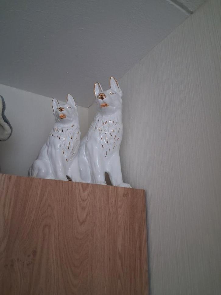 Witte Herder Beelden Set, Huis en Inrichting, Woonaccessoires | Boeddhabeelden, Zo goed als nieuw, Ophalen of Verzenden