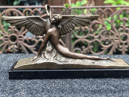 bronzen sculptuur Leda vrouw m zwaan, Antiek en Kunst, Kunst | Beelden en Houtsnijwerken, Ophalen of Verzenden