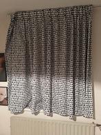 Zwart-wit gordijnen met driehoek patroon, Ophalen, Gebruikt, 100 tot 150 cm, Wit