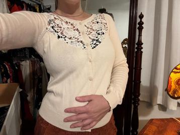 Vestje Mint & Berry offwhite kant lace longsleeve trui shirt beschikbaar voor biedingen