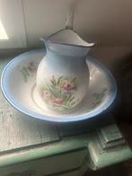 Emaillen kan met bekken irissen Japy Freres, Antiek en Kunst, Ophalen of Verzenden