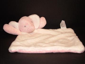 BAMBAM MUIS KNUFFELDOEKJE VELOURS WIT/ROZE  beschikbaar voor biedingen