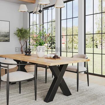 Eiken boomstamtafel eettafel massief 160-300cm | A-Kwaliteit beschikbaar voor biedingen