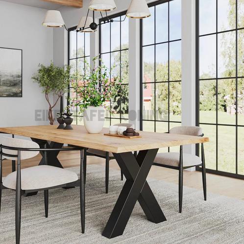 Eiken boomstamtafel eettafel massief 160-300cm | A-Kwaliteit, Huis en Inrichting, Tafels | Eettafels, Nieuw, 200 cm of meer, Vijf personen of meer
