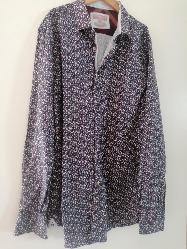 Colours & Sons mooi gebloemd overhemd / maat xl, Kleding | Heren, Overhemden, Zo goed als nieuw, Halswijdte 43/44 (XL), Paars