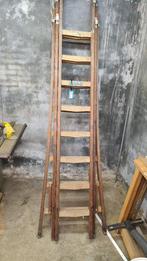 Houten 3x8 opsteek / uitschuifladder (De Krijger), Ophalen, Gebruikt, Ladder, Opvouwbaar of Inschuifbaar
