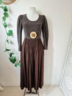 Vintage Tirol wol/linnen/zijde winterjurk S, Kleding | Dames, Jurken, Bruin, Vintage Trachten, Ophalen of Verzenden, Zo goed als nieuw