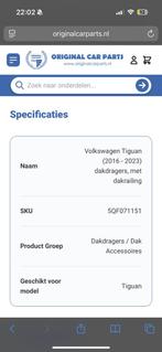 Volkswagen Tiguan dakdragers, Auto diversen, Dakdragers, Ophalen, Zo goed als nieuw