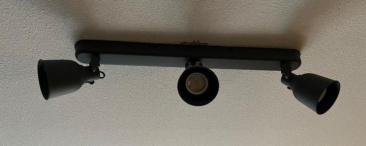 Hektar Plafondrail met Spots - Donkergrijs 2x, Huis en Inrichting, Lampen | Plafondlampen, Gebruikt, Metaal, Ophalen