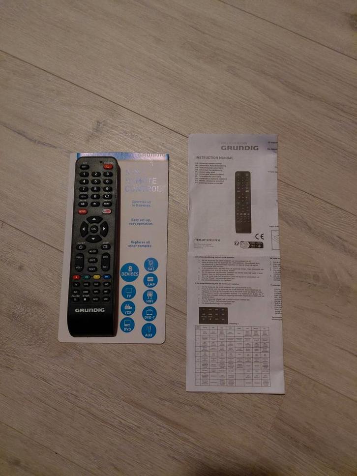 Grundig 8-in-1 Universele Afstandsbediening, Audio, Tv en Foto, Afstandsbedieningen, Nieuw, Universeel, Dvd, Receiver of Versterker