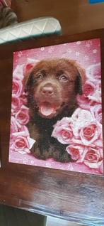 puzzel in koker - puppy in rozen (500 stukjes), Ophalen of Verzenden, 500 t/m 1500 stukjes, Zo goed als nieuw, Legpuzzel