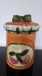 Leuke voorraadpot met deksel tekst Peach / perzik, Huis en Inrichting, Ophalen of Verzenden, Nieuw