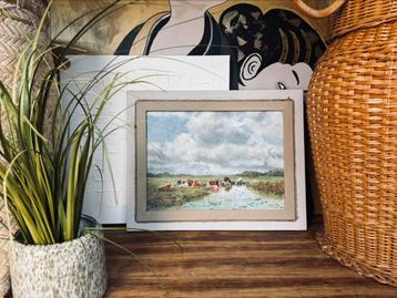 Schilderij - polderlandschap - klassiek - koeien - weiland beschikbaar voor biedingen