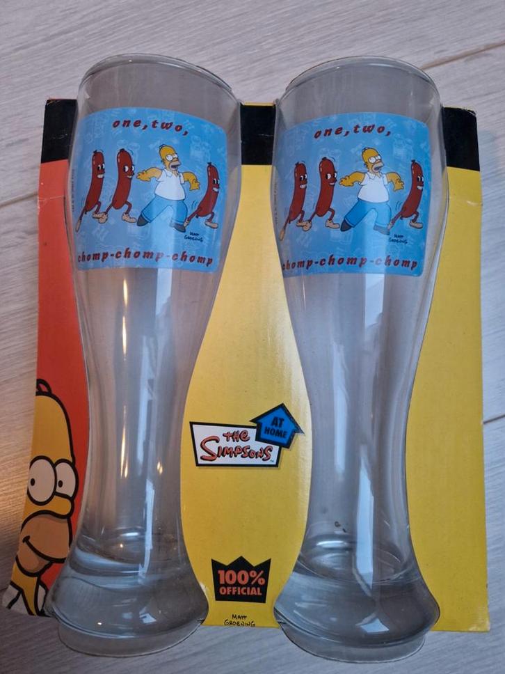 1999 the simpsons at home bierglazen beerglass 2er glas, Verzamelen, Film en Tv, Nieuw, Ophalen of Verzenden