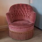 Vintage boudoir fauteuil/velvet/franje/Hollywood Regency, Ophalen, Gebruikt, 75 tot 100 cm, Stof
