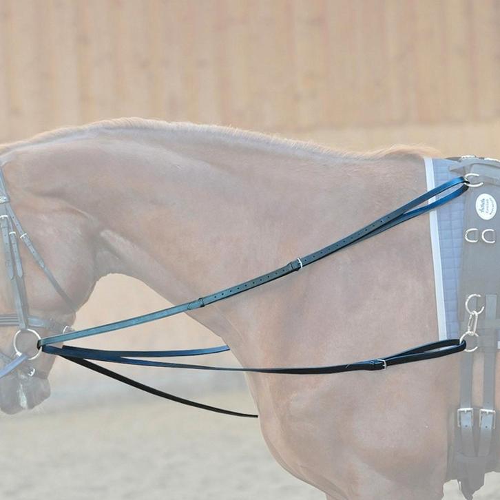 Nieuw! Driehoeksteugel/Weense teugel Full zwart leer, Dieren en Toebehoren, Paarden en Pony's | Hoofdstellen en Tuigage, Nieuw