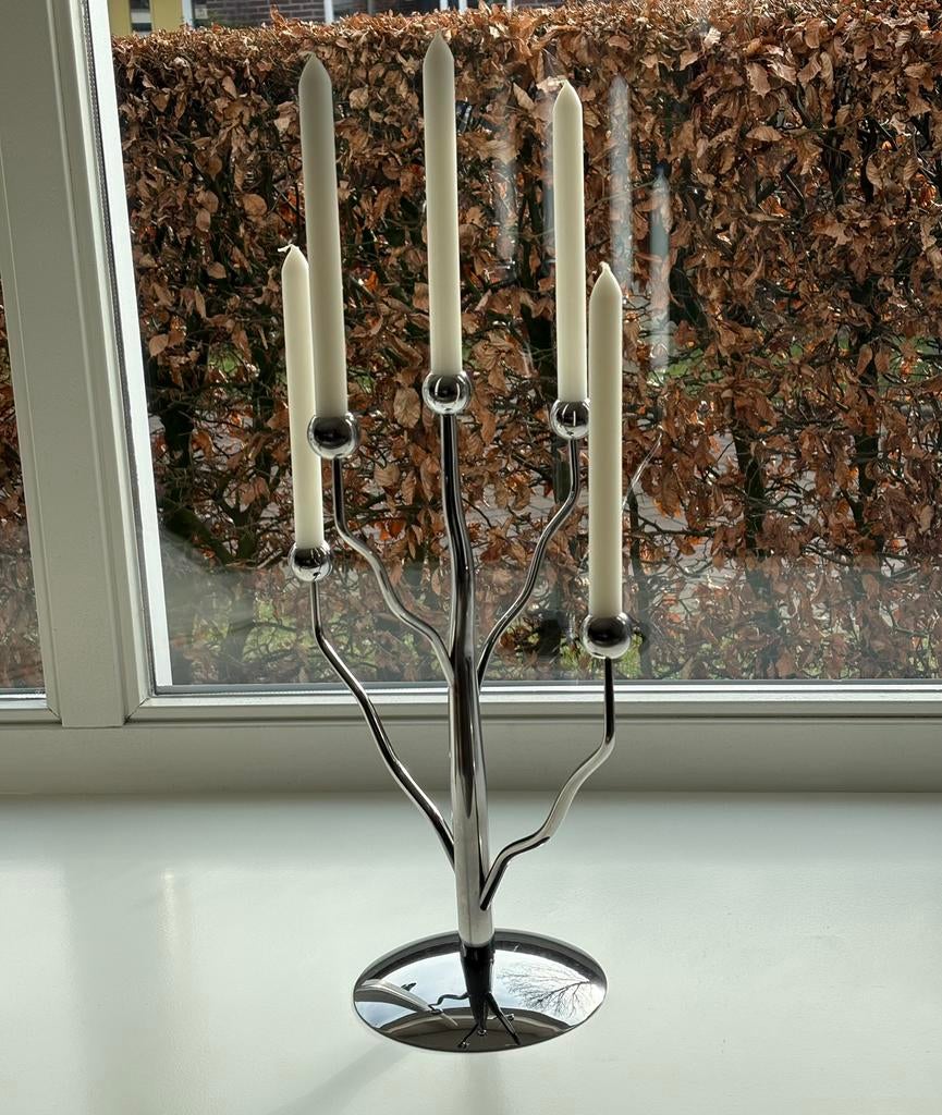 Kandelaar, verzilverd, Ophalen of Verzenden, Zo goed als nieuw, Kandelaar, 25 tot 50 cm