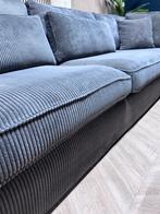 Ribstof Hoekbank - Grijs - 309 x 221, Ophalen, -, -, Moderne hippe grote ribstof hoekbank loungebank plofbank