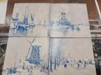 4 delfs blauwe wandtegels, Antiek en Kunst, Antiek | Wandborden en Tegels, Ophalen of Verzenden