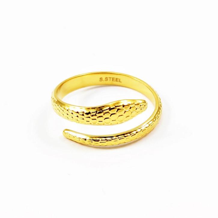 Verstelbare Stalen Dames Slangen Ring Gold Plated, Sieraden, Tassen en Uiterlijk, Ringen, Nieuw, Dame, Kleiner dan 17, Goud, IJzer of Staal