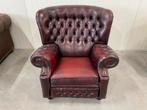 Springcale Chesterfield fauteuil Oxblood rood, Ophalen of Verzenden, Zo goed als nieuw, 75 tot 100 cm