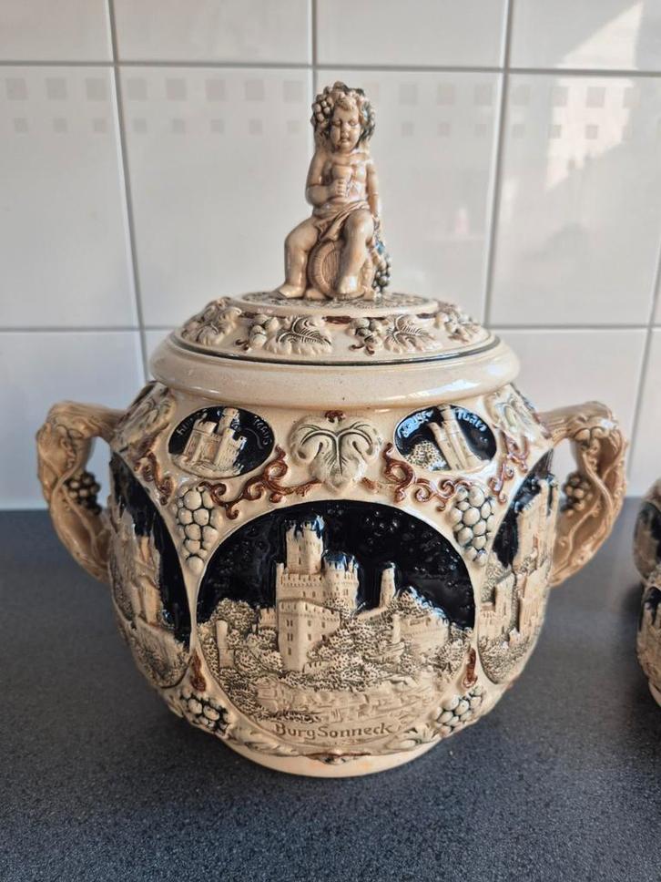 Antieke Duitse Punch Bowl met 11 Bekers, Antiek en Kunst, Antiek | Servies compleet, Ophalen