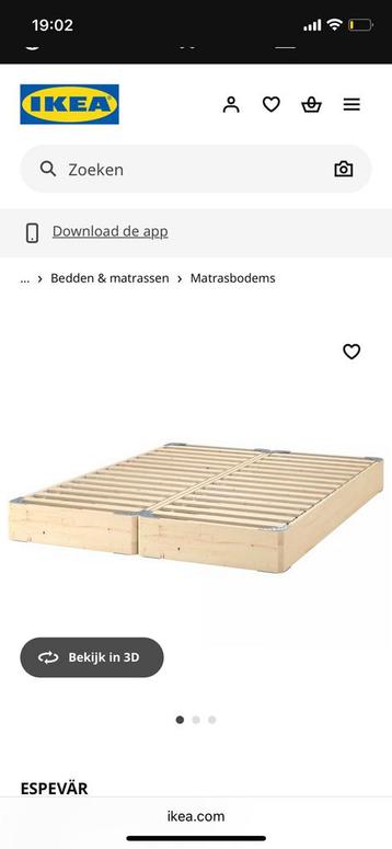 Ikea tweepersoonsbed 160 x 200 cm, incl. lattenbodems