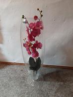 Grote Vaas met Kunst Orchidee, Huis en Inrichting, Woonaccessoires | Vazen, Ophalen, Overige kleuren, 75 cm of meer, Glas