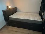 Ikea Brimnes bed 140cm, Ophalen, Gebruikt, Bruin, Tweepersoons