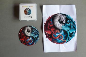 Ronde Houten puzzel (A5) '' DRAKEN '' + Poster 76 stukjes. beschikbaar voor biedingen