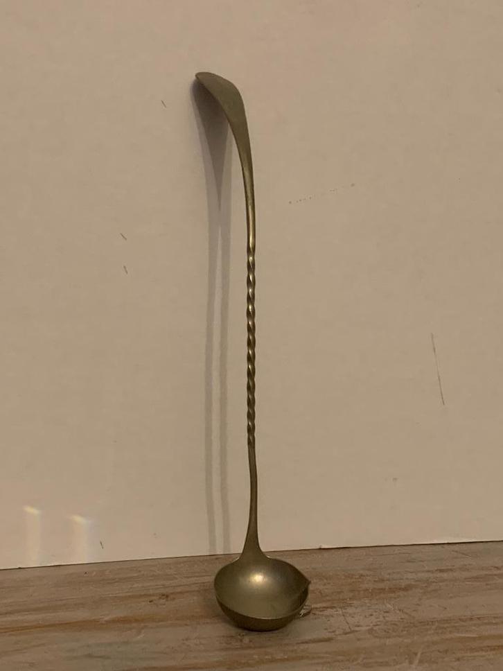 Vintage Alpacca zilveren lange lepel, juslepel, sauslepel, Antiek en Kunst, Antiek | Bestek, Ophalen of Verzenden