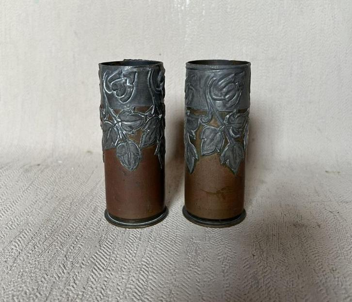wo1 - 3,7cm Krupp Sockelflak hulzen trench art - LEEG, Verzamelen, Militaria | Algemeen, Landmacht, Hulzen of Bodemvondsten, Duitsland