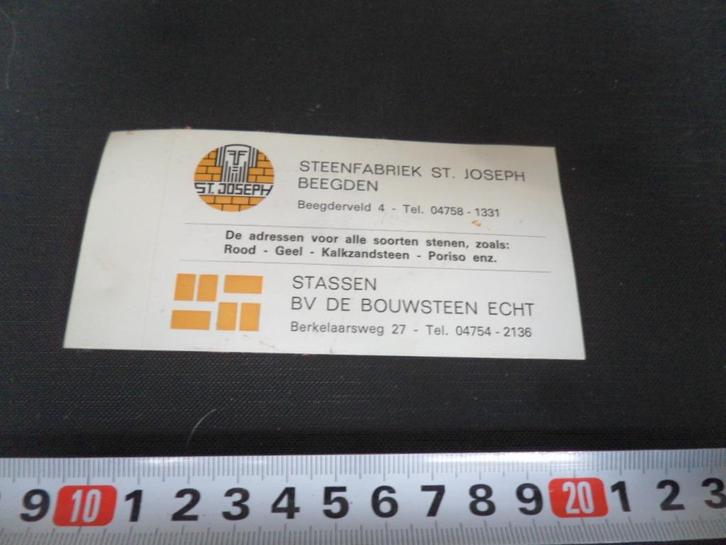 sticker Steenfabriek St. Joseph Beegden Stassen bv Echt, Hobby en Vrije tijd, Stickers en Plaatjes, Zo goed als nieuw, Sticker