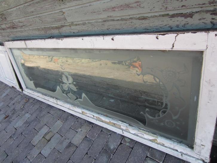56hx205br glasplaat prachtig ge-etst glas art nouveau, Huis en Inrichting, Woonaccessoires | Overige, Ophalen