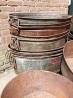 Oude vintage zinken metalen teil kruidentuin, Tuin en Terras, Bloembakken en Plantenbakken, Gebruikt, Ophalen of Verzenden, Nvt
