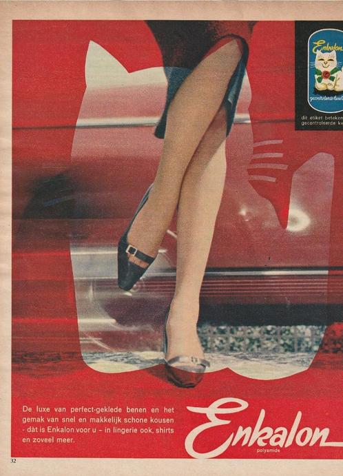 Retro reclame 1961 Enkalon panty's en kousen jaren 60, Verzamelen, Retro, Overige typen, Verzenden