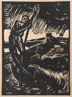 Hanns Zethmeyer (1891-1969) Houtsnede 'Veerman' ~1925. Afmet, Antiek en Kunst, Ophalen of Verzenden