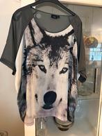 T-shirt met wolvenprint - Franse maat L maat 46/48, Kleding | Dames, Fransa, Zwart, Maat 46/48 (XL) of groter, Ophalen of Verzenden