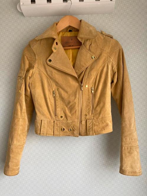 Goosecraft echt leren bikerjas suede biker 406 maat S, Kleding | Dames, Jassen | Zomer, Zo goed als nieuw, Geel, Ophalen of Verzenden