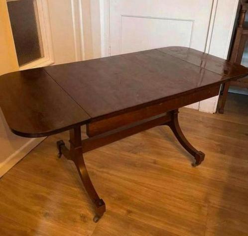 Antiek hangoor / 2 oors salontafel uitklapbaar op wieltjes, Antiek en Kunst, Antiek | Meubels | Tafels, Ophalen of Verzenden