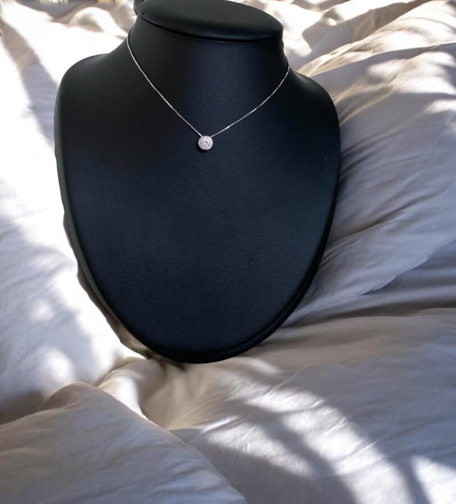 solitaire ketting minimalistisch hanger, Met hanger, Wit, Nieuw, Ophalen of Verzenden