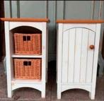 Set brocante houten nachtkastjes.

H 60 x B 33 x D 30, Huis en Inrichting, Slaapkamer | Nachtkastjes, Ophalen, Zo goed als nieuw