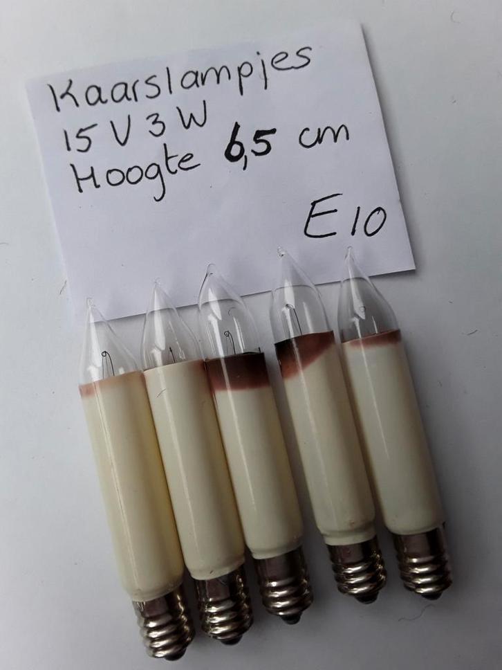 5 Kaarslampjes 15v3w reservelampjes kerstverlichting E10, Diversen, Kerst, Zo goed als nieuw, Ophalen of Verzenden